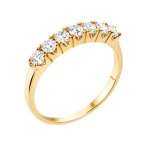 Bague femme plaqu� or 18 carats et 7 oxydes de zirconium - anneau brillant tailles 48 � 68 - bijou poin�onn� ...