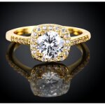 Bague de mariage en or jaune 18 carats plaqu or jaune zircone de luxe