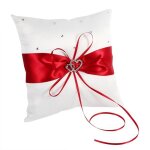 Coussin dalliances - hen - rouge - tissu polyester et satin - diamants artificiels