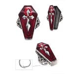 Bague métal cercueil croix gothique adulte rouge bordeaux - accessoire de déguisement bijou fantaisie ... Bague métal cercueil croix gothique adulte rouge bordeaux - accessoire de déguisement bijou fantaisie ...