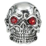 Bague métal crâne yeux rouges adulte - accessoire de déguisement bijou fantaisie Bague métal crâne yeux rouges adulte - accessoire de déguisement bijou fantaisie