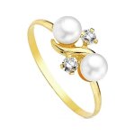 Bague en or 18 carats avec 2 perles multi - pierres [ab3107]