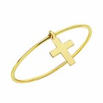 Bague en or 18 carats anneau simple de 05 mm. pendentif croix de 75 x 5 mm.