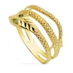 Bague en or 18 carats pour femme orn�e dun motif de serpent sculpt� de deux anneaux dyeux et dune pierre ...