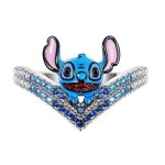 Bague stitch lilo pierre bleu bijoux fantaisie reglable