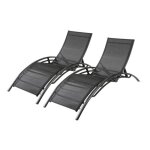 Bahia - lot de 2 transats ajustables noir en aluminium