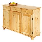 Bahut bas 3 portes vernis naturel - marron - contemporain - design - bois massif