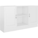 Bahut bas dcor buffet de cuisine - mm meuble - blanc brillant - 2 portes - 120x305x70 cm