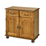 Bahut ch�ne rustique 2 portes 2 tiroirs 2 niches l 82 h 77 p 41 cm - l 82. 4 x l 41 x h 77. 2 cm