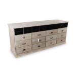 Bahut 20 tiroirs bois blanc c�rus� 199x55x85cm - d�coration dautrefois