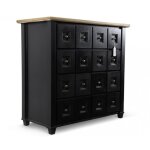 Bahut grainetier 16 tiroirs - bois - mdf - noir - d�coration dautrefois