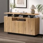 Bahut de salle � manger bois 140 cm 3 niches et 4 portes meuble de rangement buffet pour salon ou salle ...