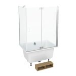 Baignoire bain douche jacob delafon capsule compacte + pare bain en angle 140 x 90 cm
