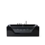 Baignoire baln�o - beliani - 160 cm - acrylique noir - led - rectangulaire