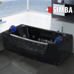 Baignoire baln�o - jamaica - 180 x 90 cm - noir - hydromassage - pour 2 personnes