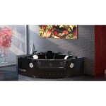 Baignoire balno massante haute bain tourbillon jacuzzi majestic 140x140 cm noir hydromassage et chromothrapi ...