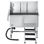 Baignoire de chien acier inoxydable - vevor - baignoire de toilettage pour animaux de compagnie 127 cm ...