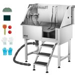 Baignoire de chien acier inoxydable - vevor - baignoire de toilettage pour animaux de compagnie 96 cm ...