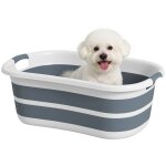Baignoire pour chien - pawhut - pliable et portable - avec trou drainage - plastique - 27l - gris