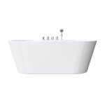 Baignoire îlot acrylique blanc ovale 170x80x63cm - mai & mai - classique - robinetterie et trop plein ... Baignoire îlot acrylique blanc ovale 170x80x63cm - mai & mai - classique - robinetterie et trop plein ...