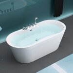 Baignoire îlot acrylique blanc ovale 180x80x63cm - mai & mai - v602ma - robinetterie et trop plein inclus ... Baignoire îlot acrylique blanc ovale 180x80x63cm - mai & mai - v602ma - robinetterie et trop plein inclus ...
