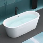 Baignoire îlot acrylique blanc ovale 180x80x65cm - mai & mai - classique - a poser au sol Baignoire îlot acrylique blanc ovale 180x80x65cm - mai & mai - classique - a poser au sol