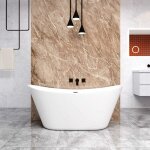 Baignoire �lot ovale l. 150 x l. 72 x h. 65cm blanc en acrylique - avec bonde et trop plein by aica