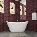 Baignoire �lot ovale blanc en acrylique - 206l - l. 150 x l. 72 x h. 65cm - pr�assembl�e facile � installer ...