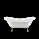 Baignoire ancienne r�tro sur pieds darlington blanche 175 cm pieds de lion dor�s