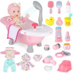 Baignoire poup�e deao avec 36cm poupon et accessoires de bain - jouet enfant