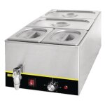 Bain marie professionnel - buffalo - 2 x gn 1 / 3 et 2 x gn 1 / 6 - gris - robinet de vidange Bain marie professionnel - buffalo - 2 x gn 1 / 3 et 2 x gn 1 / 6 - gris - robinet de vidange