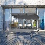 Bain de soleil 2 places lit de jardin design contemporain toit r�glable 2 roulettes 2 oreillers acier ...