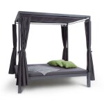 Bain de soleil - blumfeldt senator lounge - double transat avec auvent et stores - 2 personnes - gris ...