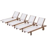 Bain de soleil en bois exotique saïgon - maple - ecru - lot de 4 Bain de soleil en bois exotique saïgon - maple - ecru - lot de 4