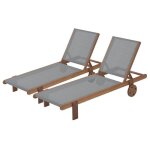 Lot de 2 bains de soleil en bois exotique saïgon - maple - gris Lot de 2 bains de soleil en bois exotique saïgon - maple - gris