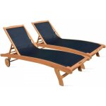 Bain de soleil en bois et textil�ne lot de 2