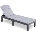 Bain de soleil - chaise longue jardin exterieur - rsine imitation rotin tress - coussin - dossier rglable ...