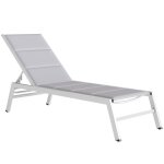 Bain de soleil - chaise longue - outsunny - r�glable 6 positions rembourrage int�gr� - aluminium - 64x181x90cm ...