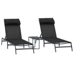 Bain de soleil - clarence� - transats 2 - personne - lot de 3 - ruigneuf - 2 places - noir et anthracite ...
