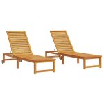 Bain de soleil - clarence� - transat - lot de 2 - ruigneuf - 2 places - marron 202 x 53 x 89cm bois dacacia ...