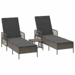 Bain de soleil - clarence� - transat avec coussin - lot de 3 - ruigneuf - 2 places - gris et gris fonc� ...
