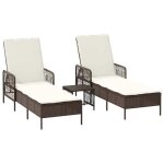 Bain de soleil - clarence� - transat avec coussin - lot de 3 - ruigneuf - 2 places - marron et cr�me ...