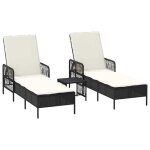 Bain de soleil - clarence� - transat avec coussin - lot de 3 - ruigneuf - 2 places - noir et blanc cr�me ...
