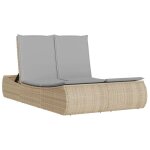 Bain de soleil double - clarence� - chaise longue - ruigneuf - 2 places - avec coussins beige r�sine ...
