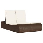 Bain de soleil double - clarence� - chaise longue - ruigneuf - 2 places - avec coussins marron r�sine ...