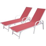 Lot de 2 bains de soleil sardinia en textilne rose - structure blanche