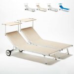 Bain de soleil lits de plage sur roues transats piscine aluminium jardin alabama 2 pcs couleur: beige ...