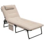Bain de soleil - outsunny - pliable - dossier inclinable 4 positions - appui - t�te et matelas �pais ...