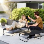 Bain de soleil pliable transat inclinable 4 positions chaise longue 3 coussins fournis noir