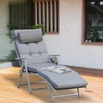 Bain de soleil pliable transat inclinable 7 positions chaise longue grand confort avec matelas + accoudoirs ...